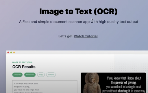 Image to Text (OCR) - Chrome Extension Website screenshot