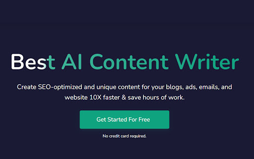 Free AI Writer and Text Generator - Chrome Extension Website screenshot