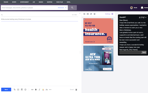 Open Source ChatGPT Yahoo Mail Chrome extension - Chrome Extension Website screenshot