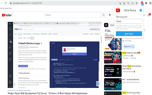 YouTube Ultra Focus Mode - Chrome Extension Website screenshot