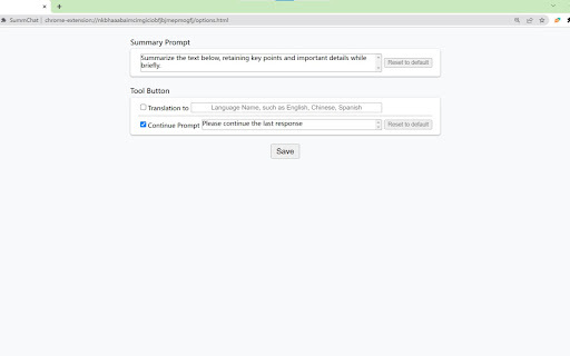 SummChat - Chrome Extension Website screenshot