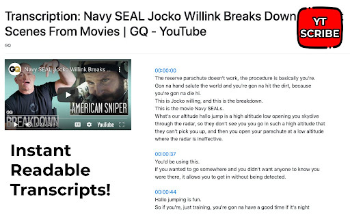 YT Scribe - Chrome Extension Website screenshot