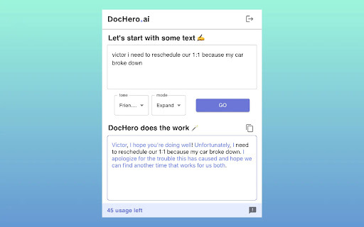 DocHero - Chrome Extension Website screenshot