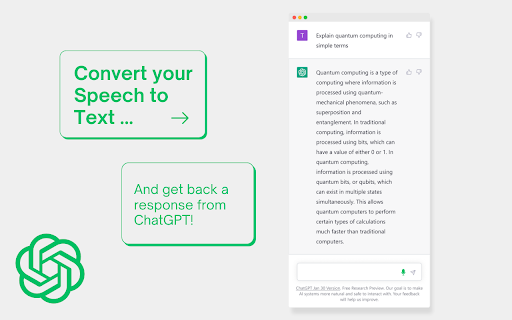 ChatGPT Speech-to-Text Extension - Chrome Extension Website screenshot