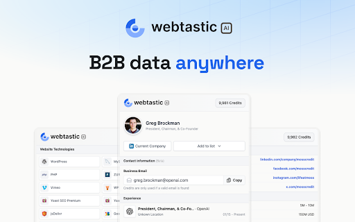 Webtastic AI - Chrome Extension Website screenshot