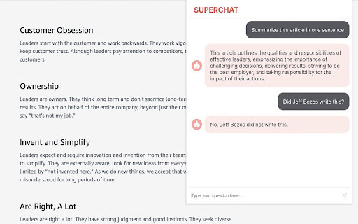 Superchat - Chrome Extension Website screenshot