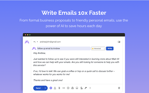 Mailr - Chrome Extension Website screenshot