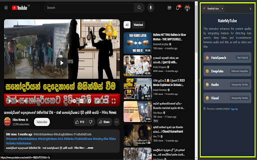 RateMyTube - Chrome Extension Website screenshot