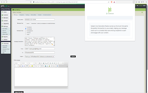 Lyris Listmanager Copilot - Chrome Extension Website screenshot