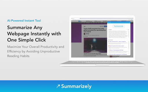 Summarizely - Chrome Extension Website screenshot