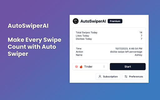 AutoSwiperAI - Chrome Extension Website screenshot