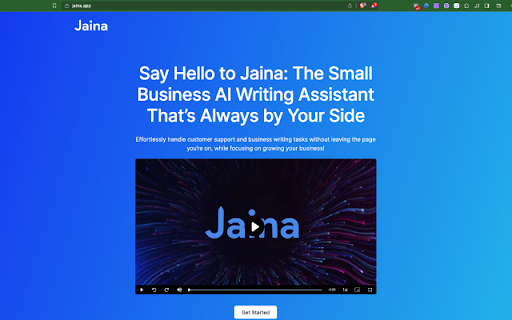 Jaina - Chrome Extension Website screenshot