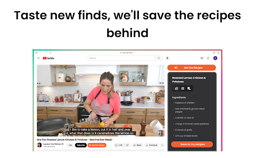 Get the Recipe - Chrome Extension Website screenshot