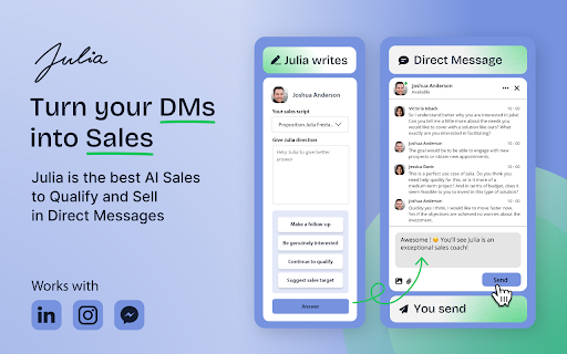 Julia AI Sales Assistant - Chrome Extension Website screenshot