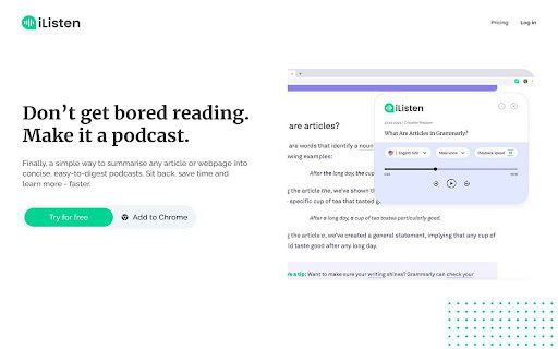 iListen.ai - Chrome Extension Website screenshot