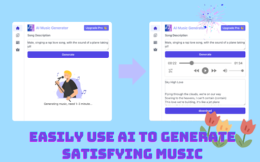 AI Music Generator - Chrome Extension Website screenshot