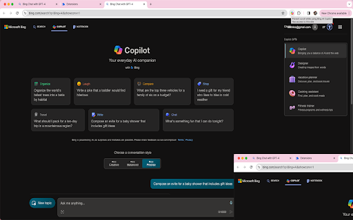Bing AI Copilot - Chrome Extension Website screenshot
