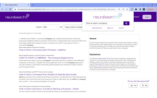 NeuralSearchX - Chrome Extension Website screenshot