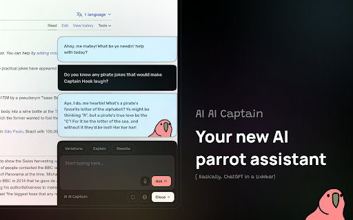 AI Cap’n - Chrome Extension Website screenshot