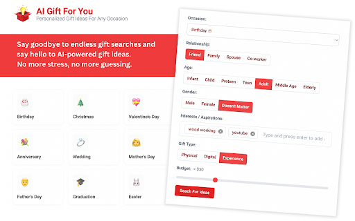 GiftBuddy - Chrome Extension Website screenshot