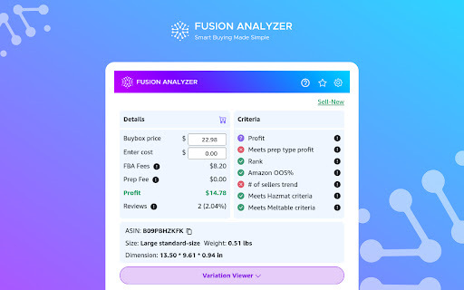 Fusion Analyzer - Chrome Extension Website screenshot