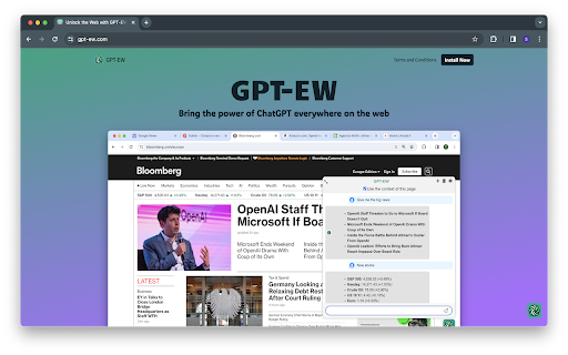 GPT-EW - Chrome Extension Website screenshot