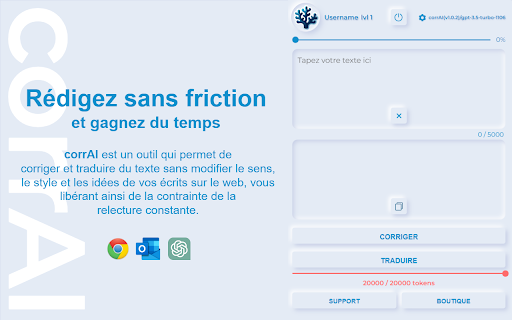 corrAI - Chrome Extension Website screenshot