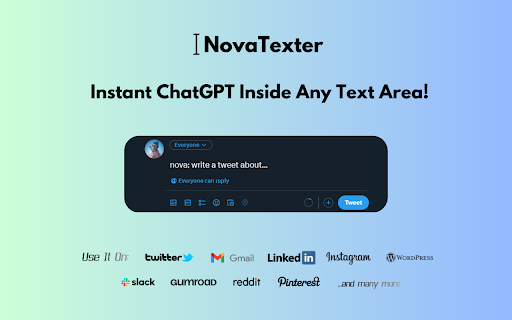 NovaTexter - Chrome Extension Website screenshot