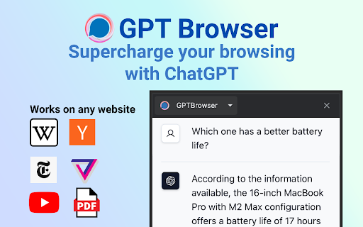 GPTBrowser Web Assistant - Chrome Extension Website screenshot