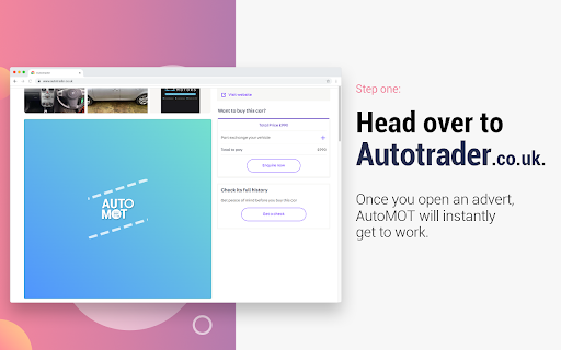 AutoMOT - Chrome Extension Website screenshot