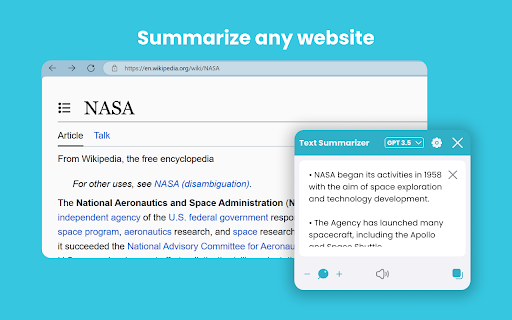 Text Summarizer - Chrome Extension Website screenshot