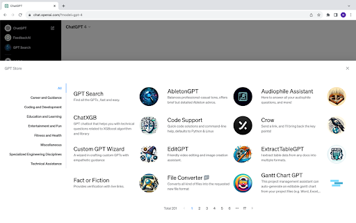 GPT Store - Chrome Extension Website screenshot