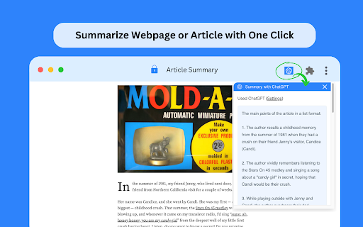 ChatGPT Article Summary Generator - Chrome Extension Website screenshot