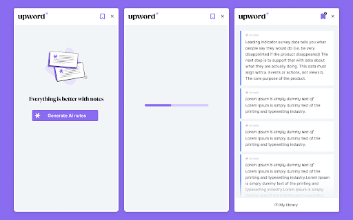 Upword - Chrome Extension Website screenshot