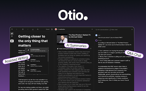 Otio - Chrome Extension Website screenshot