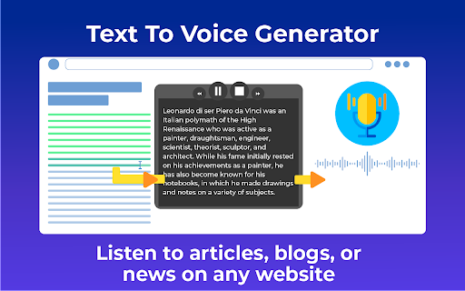 Text to Voice Generator - Chrome Extension Website screenshot