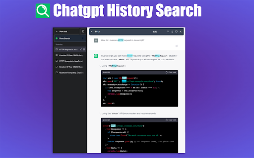 ChatGPT History Search Plugin - Chrome Extension Website screenshot