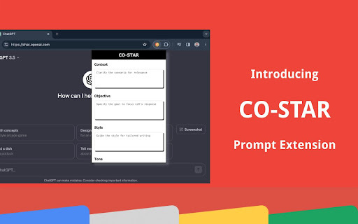 CO-STAR Prompt Generator - Chrome Extension Website screenshot