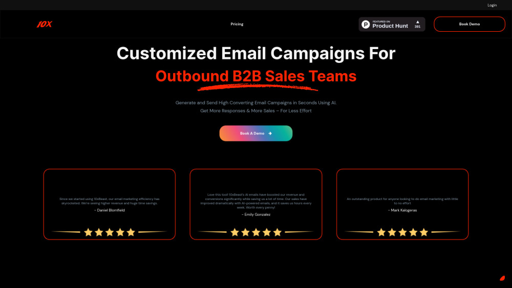 10xBeast AI Email Marketing Website screenshot