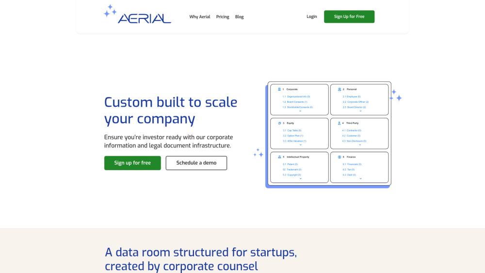 Aerial - Effortless Legal Document Management Website screenshot