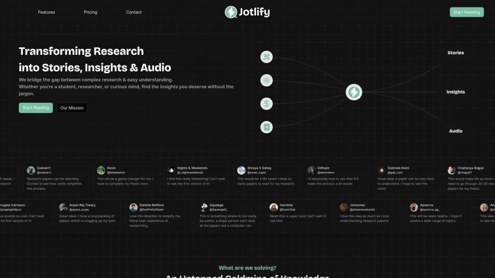 Jotlify Website screenshot