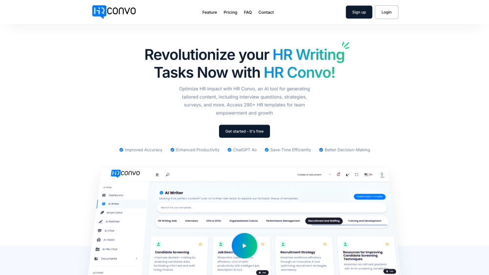 HR Convo AI Website screenshot