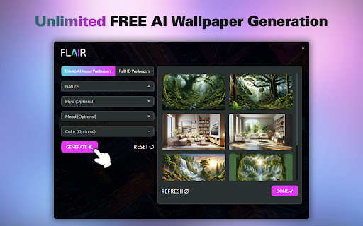 Flair Wallpapers - Chrome Extension Website screenshot