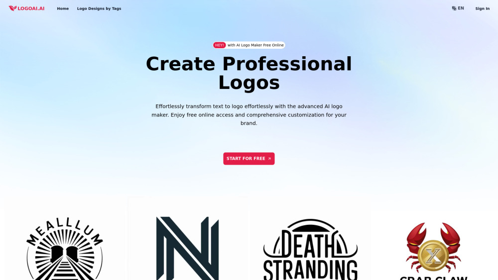 LogoAI.ai: AI Logo Maker Free Online Website screenshot