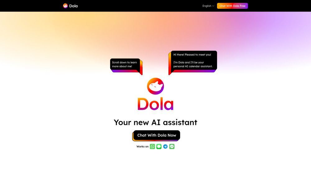 Dola AI Calendar Assistant Website screenshot