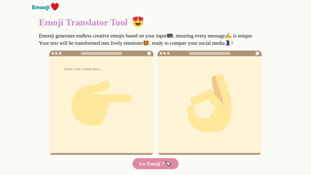 Emooji Fun Translator Website screenshot