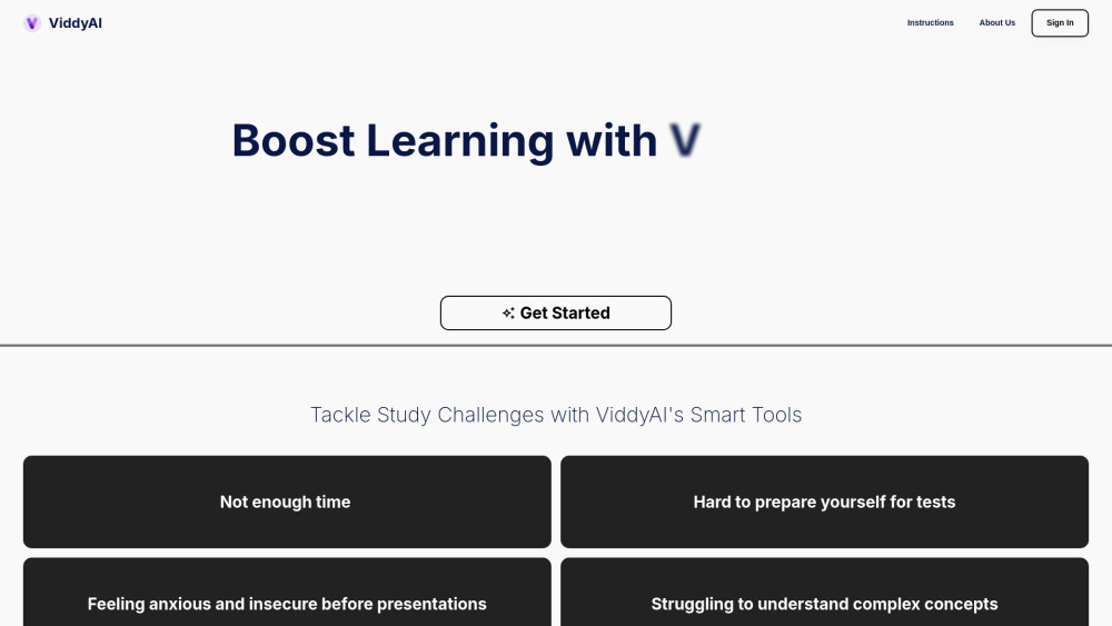 ViddyAI Website screenshot