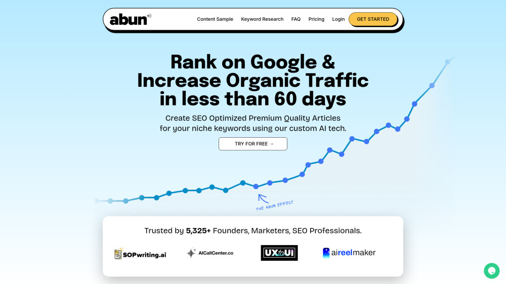 Abun SEO Article Generator Website screenshot