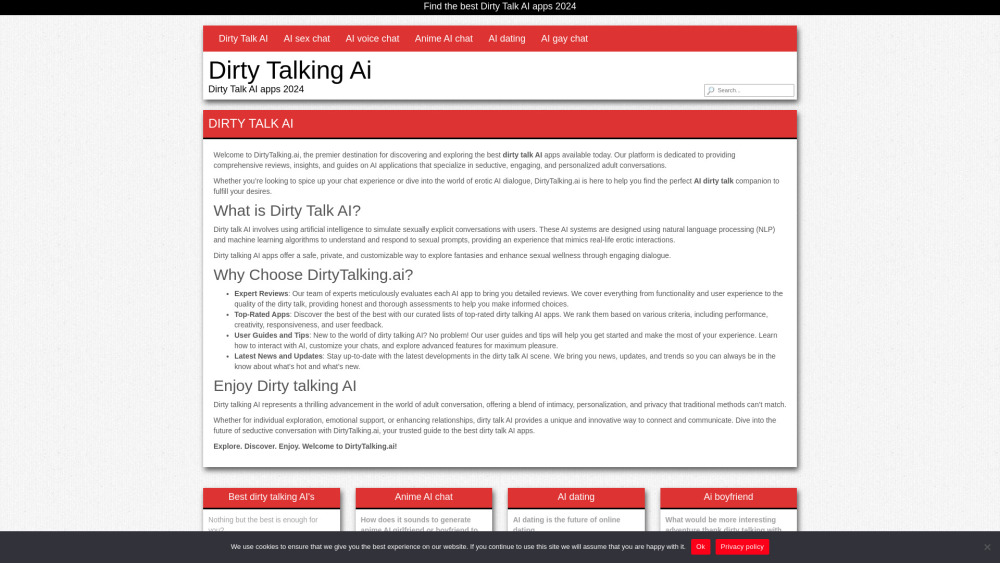 Dirty talking AI Website screenshot