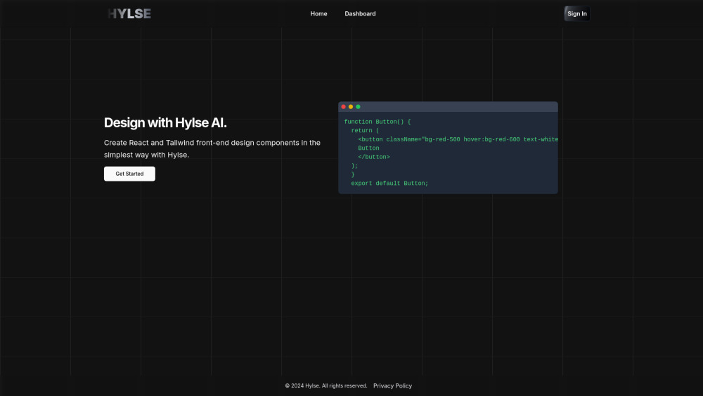 Hylse Website screenshot